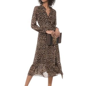 Michael Kors Leopard Georgette Wrap Dress